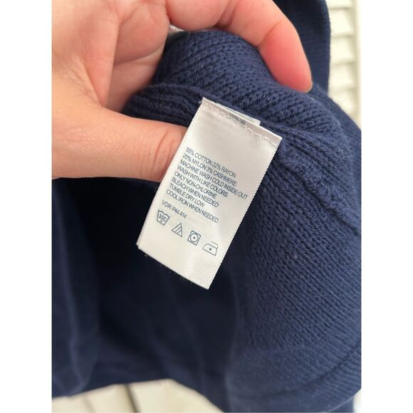 Nautica Navy Gray Colorblock Sweater Jacket Cardigan Gold Buttons, Sz Large - Picture 6 of 12